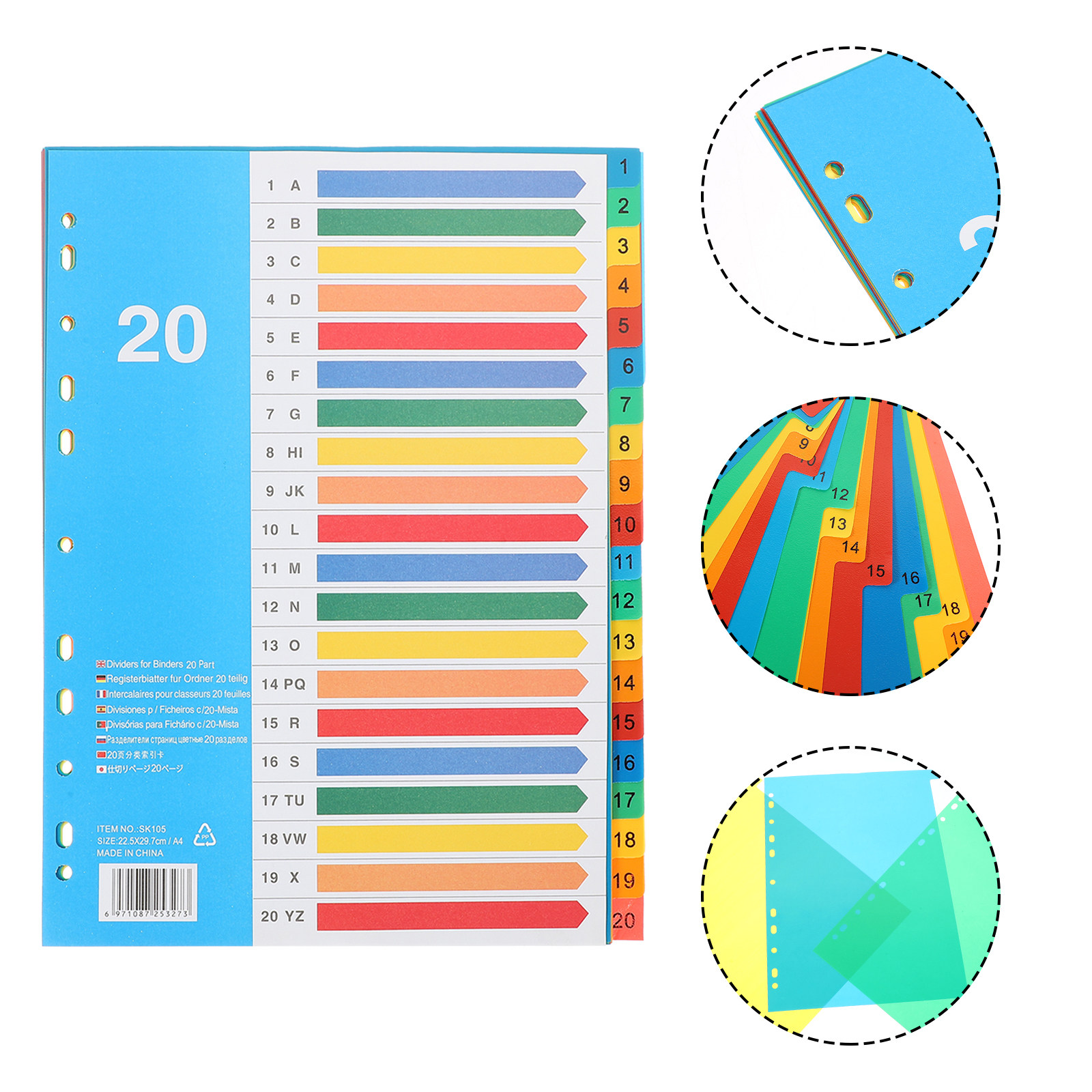 Tab Divider A4 - 5 Divisores de Plástico de Colores
