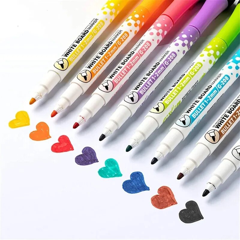 Correction Pen Fine - Bolígrafos de pizarra de 8 colores,